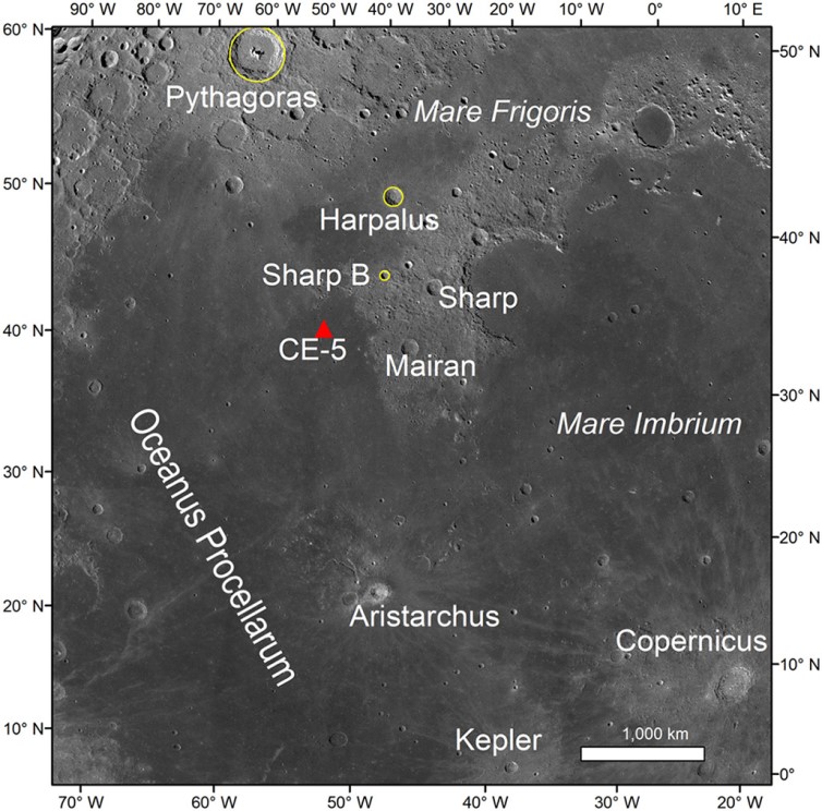 A Remote Sensing Study Reveals the Ages of Three Craters in the Vicinity of Chang’e-5 Landing Site